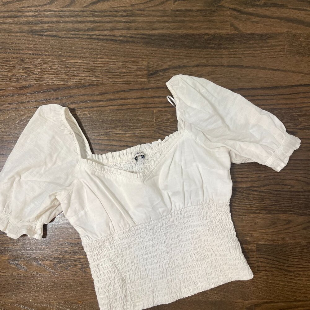 Abercrombie and Fitch White Puff Sleeve Top